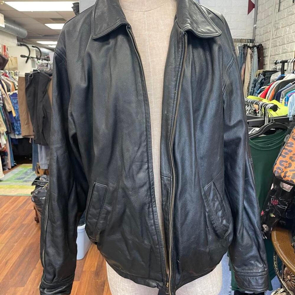 Black leather jacket